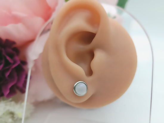 Muschel Punkt Edelstahl Ohrstecker